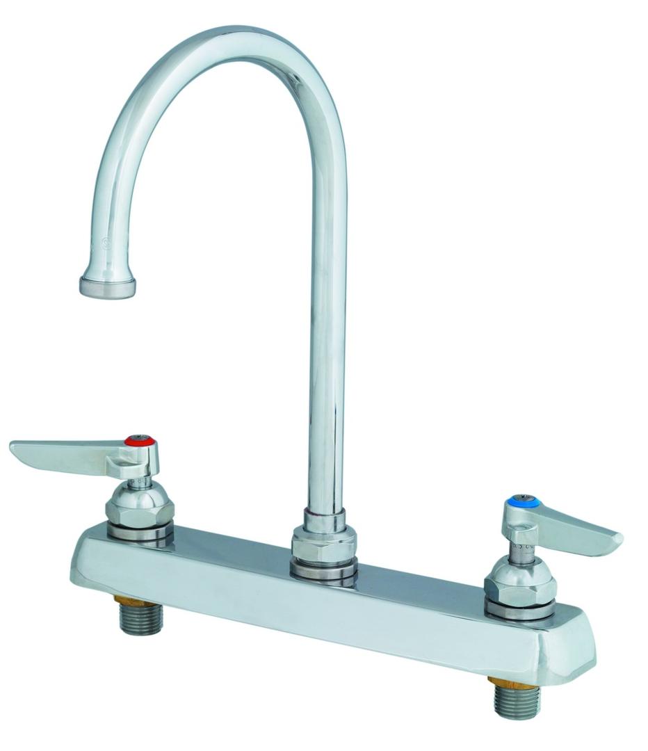 T&S Brass B-1142 Workboard Faucet, Deck Mount, 8-Inch Centers, Swivel Gooseneck, Lever Handles
