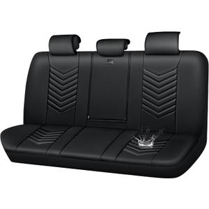 CAR PASS 3D Foam Luxury Leather Back Bench Car Seat Covers,Waterpoof Faux Leather Rear Seat Cover Universal Fit for Cars Sedans SUVs Vans Trucks 95% Automotive Backseat, (Rear,Black)