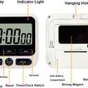 2 x 2-Pack Digital Dual Kitchen Timers with Magnet, 24-Hour Countdown & Stopwatch, Loud Alarm, 12/24H Clock, Calendar, Mute Mode, Visual Indicator, Batteries Included (Black)