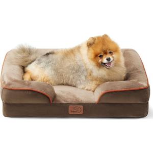 Bedsure Orthopedic Dog Beds for Small Dogs - Washable Small Dog Cat Bed Waterproof, Comfort Pet Couch Sofa with Washable Removable Cover, Pets Bed with Nonskid Bottom, Brown, 24"