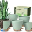 Self-Watering Pots for Indoor Plants with Visible Water Window,5/6/6.5/8/10 Inch Outdoor Flower Pots with Drainage Holes & Reservoir for Patio, Home Decor (Green)