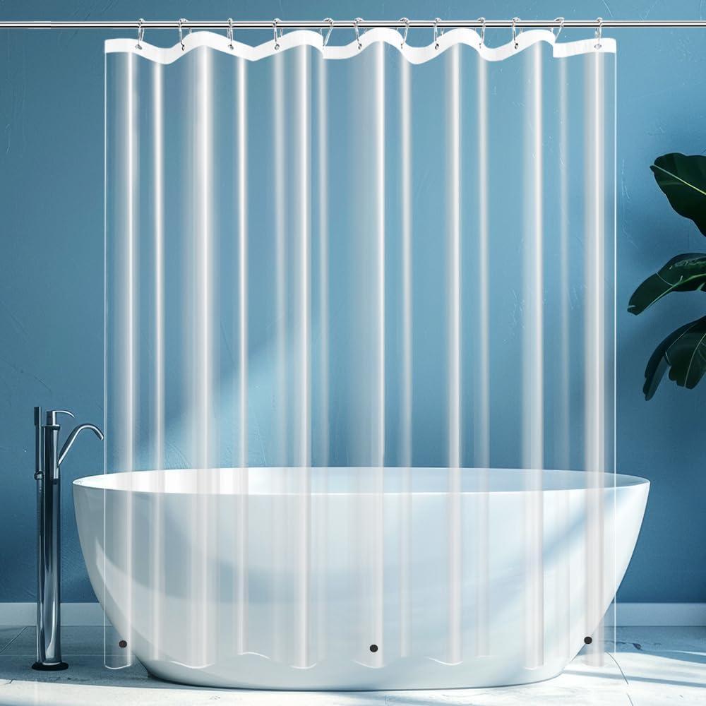 Plastic Shower Curtain Liner Premium Light Weight 72" x 72" Transparent Bathroom Shower Showroom Curtain Liner with Rustproof Metal Gromments