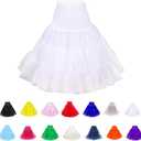 Women Crinoline Petticoat for Vintage Dress Short Tutu Slips Underskirt (Medium, White)