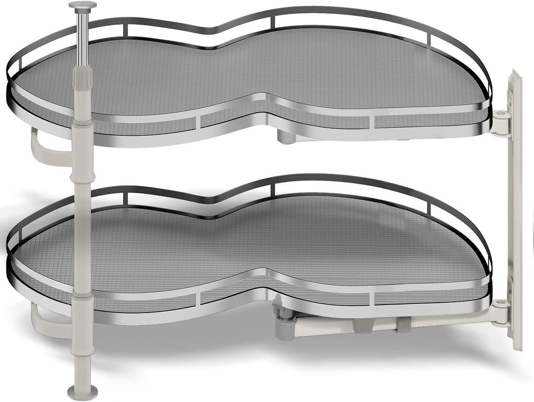 Blind Corner Cabinet Pull Out Organizer, Soft Close Swing Right Pull Out Cabinet Organizer 36inch, Corner Cabinet Lazy Susan for Corner Cabinet Blind Shelf, 2 Tiers Tray, Adjustable Height