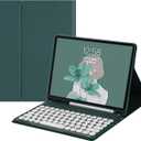 HENGHUI Keyboard Case for iPad Mini 7 A17 Pro, iPad Mini 7th/6th Generation Keyboard Case Cute Round Key Color Keyboard Wireless Detachable BT Keyboard Cover,DarkGreen (iPadmini6/iPadmini(A17 Pro), DarkGreen)