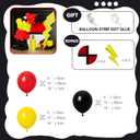 128Pcs Red Black Yellow Balloons Arch Garland Kit, with Cartoon Flash Lightning Foil Balloon,for Superhero Theme Race Car Cartoon Boy Birthday Baby Shower Party Decoration Supplies