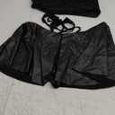 Sexy Strappy Leather Underwire Mini Choker Lingerie Set Skirts Dress with Thong 3 Piece Outfits (XX-Large, Black)