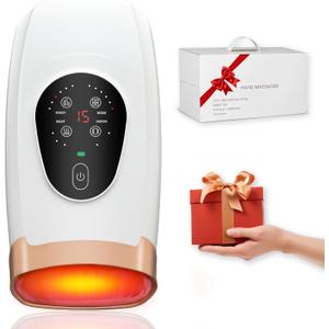 Hand Massager for Arthritis and Carpal Tunnel Relief, Cordless Hand Massager with Heat and Compression, 6 Modes, 6 Intensities, 3 Heat Levels, Gifts for Women & Men, White