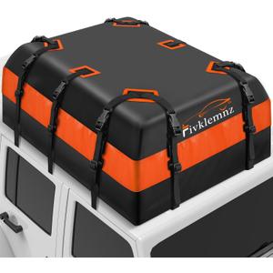 FIVKLEMNZ 30 Cubic Car Rooftop Cargo Carrier Roof Bag Waterproof for All Top of Vehicle with/Without Rack Includes Topper Anti-Slip Mat + Reinforced Straps + 6 Door Hooks + Luggage Lock (30 Cubic Feet)