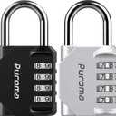 Puroma 2 Pack Combination Lock for Locker 4 Digit Outdoor Waterproof Padlock for School, Gym, Sports, Fence, Toolbox, Gate, Case, Outdoor, Hasp Storage (Silver & Black)