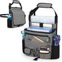 LUXJA Car Front Seat Organizer with Cover and Laptop Sleeve, Car Seat Organizer with Back Adjustable Straps, Gray