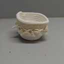 Macrame Makeup Brush Holder Organizer Cotton Rope Mini Storage Baskets Set of 1 Boho Home Decor Containers for Brushes Pens and Small Items (White)