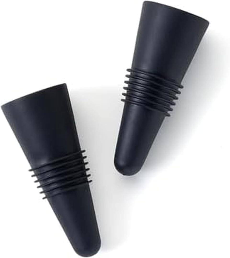 Rabbit Wine Stoppers and Beverage Bottle Stoppers, Silicone Set of 2 (Black)