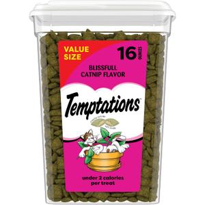 Temptations Cat Treats, Classic Crunchy and Soft Cat Treats, Blissful Catnip Flavor, Catnip Treats, 16 oz. Tub (EXP 07/01/26)