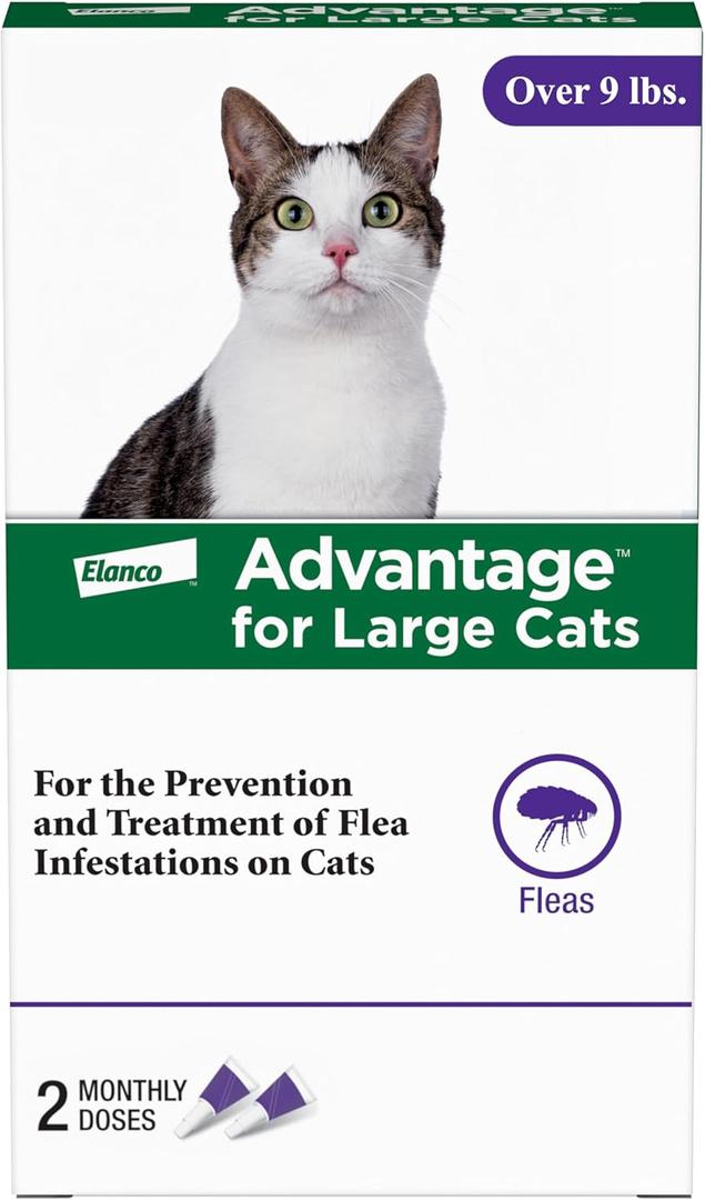 Advantage Topical Cat Flea Treatment and Prevention for Large Cats Over 9 lbs. | Apply Flea Drops Monthly | 2 Treatments (2 Dose (Pack of 1))