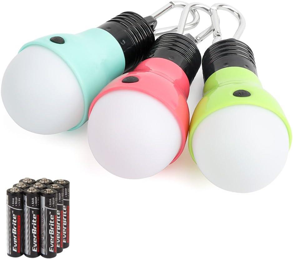 EverBrite 3-Pack Camping Lights - 3 Lighting Modes, Portable LED Bulbs Ideal for Kids Adventure Activities, Backpacking, Camping, Picnic, Emergency and More, 3 x AAA Batteries Included