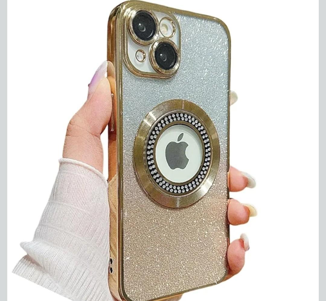 SGVAHY Case Compatible with iPhone 14 Plus Magnetic Glitter MagSafe Slim Shockproof Anti-Scratch Full Protection with Camera Lens Protector Logo View Dustproof Mesh Designed Gold