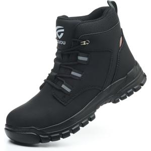 Steel Toe Boots for Women Men Slip & Puncture-Resistant Safety Boots Industrial Construction Steel Toe Shoes for Warehouse, Outdoor Work Black, 46(EU)