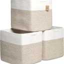 NaturalCozy 13x15x13 Kallax Storage Cubes Bins, 3 Pack | Cotton Rope Cube Storage Bin Woven Baskets for Organizing | Kallax Insert Storage Baskets for Shelves Organizer, Kids Toy, Closet Baby Nursery (15 x 13 x 13 (Kallax), Off White & Mixed Brown)