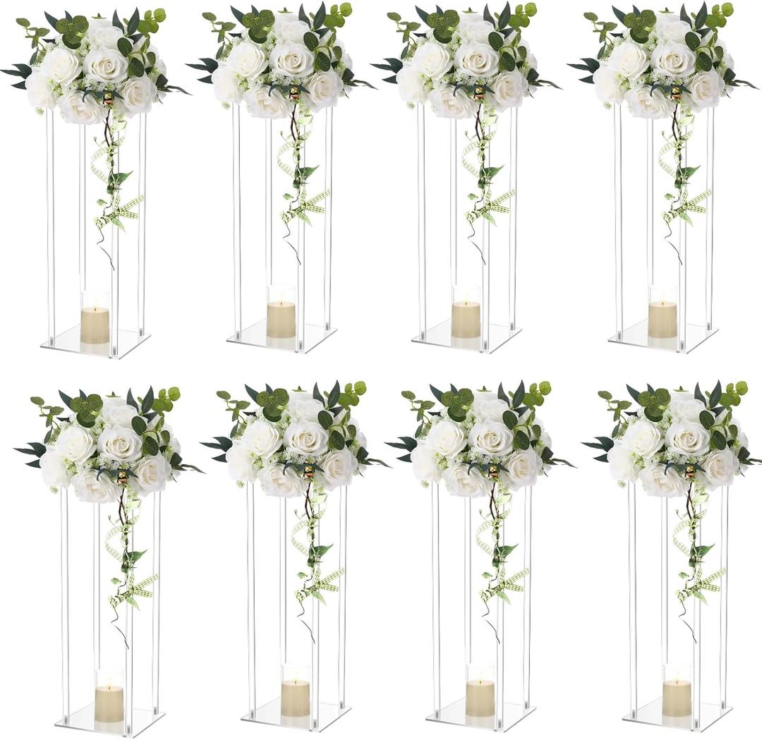 Daifunli 8 Set Acrylic Vases for Wedding Centerpieces with LED Candles