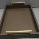 Decorative Coffee Table Tray - Ottoman Tray - Breakfast, Drinks, Liquor Serving Platter - from Farmhouse to Modern - Matte Finish - Champagne Gold Handles - Mocha