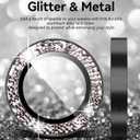 Matekxy for iPhone 17 Air Camera Lens Protector Glitter - Cute Girly Metal Individual Bling Ring Cover for Women, 9H Anti-Scratch Tempered Glass with Aluminum Edging, Space Black