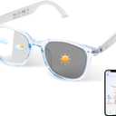 AI Smart Glasses for Men & Women, AI-Powered By Translation, Noise Reduction, Open Ear Audio Mic & Speakers, Translation Glasses with Color-Change Lenses, Support 169 Languages, Business/Travel(Blue)