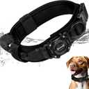 Dog Collar with Airtag Holder, Airtag Dog Collar IP68 Waterproof with Control Handle and Metal Buckle, Military Tactical Air Tag Dog Collar Holder for Medium Large Dogs(Black, M) (M(15in-18.5in))