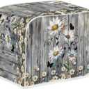 Lotusorchid Wood Daisy Toaster Dust Cover, 4 Slice, Washable Bread Maker Cover, Women Gift, Grey