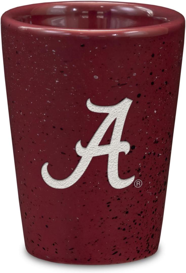 Rico Industries NCAA Primary OR Wordmark Logo 2oz Ceramic Shot Glass for Fans, Laser Engraved In Team Color Single Shot Glass