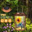 Dragonfly Solar Lanterns Outdoor Waterproof, Birthday Gifts for Women Mom Grandma , Metal Garden Decor Hanging Solar Lights Outside Decorative for Yard Patio Backyard Porch Decorations (Sunflower)