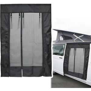 Magnetic Van Bug Screen, Sliding Door Van Screen Mesh Curtains Compatible with Mercedes Sprinter, Ford Transit and Other Campervans Side Door, Universal Fly Screen Mosquito Net 71"(H) x 52"(W) (Black)