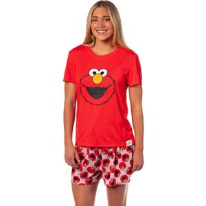 Sesame Street Women's Face Tossed Print Sleep Pajama Set Shorts,Large