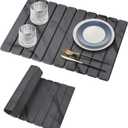 Large Stone Dish Drying Mats for Kitchen Counter, 24"(L)16"(W) Marble, Drying Collapsible Dish Drying Mat, Eco-Friendly Absorbent Diatomaceous Earth Mats for Dishes Bottles Cups - Dark Grey