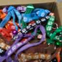 105 Pcs Puppy Collars with Bells Buckle Cat Whelping Collars 7.5-12.6 Inch Adjustable Pet Kitten Litter ID Breakaway for Newborn Pets Small Dogs, Mixed Colors