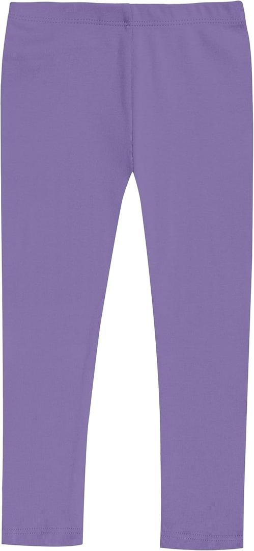 Girls 100% Cotton Leggings – Soft Breathable Baby Rib Pants for School Uniform, Sensory-Friendly Wear, Sensitive Skin Comfort (Purple, S)