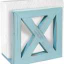 MAONAME Farmhouse Wooden Napkin Holder for Tables, Square Napkin Dispenser, Rustic Wood Guest Towel Holders Tray for Bathroom, Dinner Napkins Holder for Kitchen, Ocean Blue