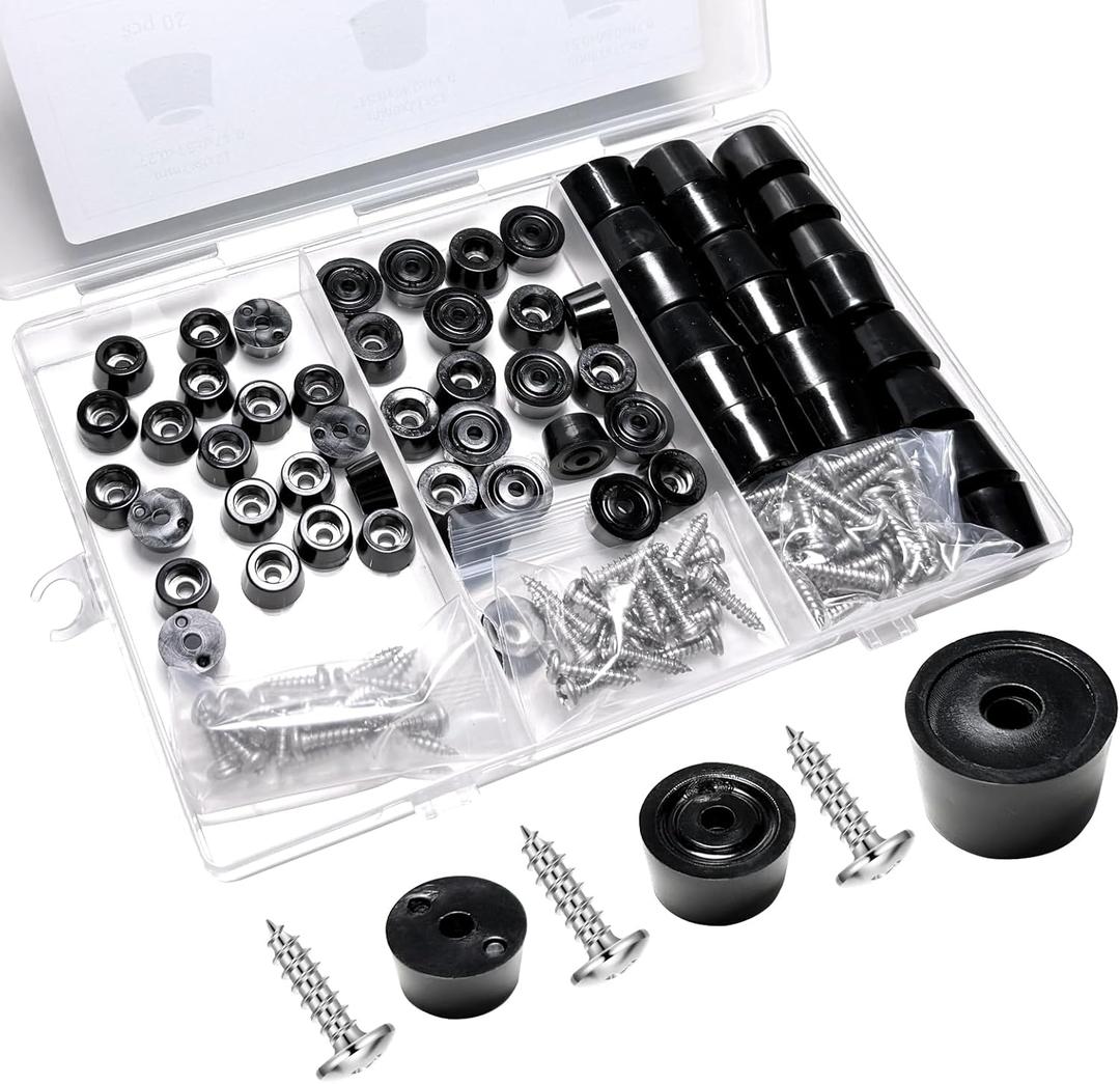 120 Set 3 Size, Cutting Board Feet Kit, Round Rubber Feet with Stainless Screws, Non Slip & Noise Reduction Rubber Bumpers Pad for Chairs Furniture and Electronics 1/2" W 9/16" W 13/16" W