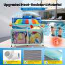 Pool Float Storage Bin 271 Gallon - 2-in-1 XX-Large Outdoor Pool Toy Storage Holder for Raft Noodles Inflatables Towels Balls, 9 Wheels Mesh Rolling Organizer Car Bin for Swimming Equipments