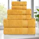 Superior Belmont Zero Twist Cotton Medium Weight Towels, for Guest Bath, Bathroom, Shower, Spa, Plush, Quick Dry, Ultra-Soft Towels, Bath Essentials, Thick Border, 6 Piece Assorted Towel Set, Gold