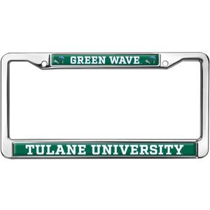 Tulane University Green Wave Logo Full Size Standard License Plate Metal Frame