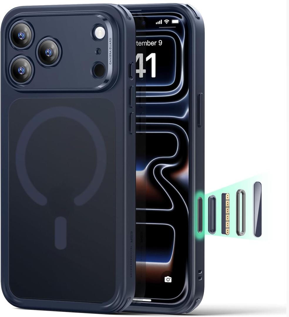 ESR for iPhone 17 Pro Case, Camera Control Cover, Compatible with MagSafe, Shockproof Military-Grade Protection, Magnetic Phone Case for iPhone 17 Pro, Classic Hybrid Case, Frosted Blue