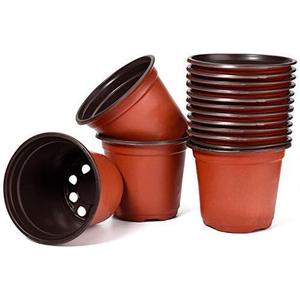 Delxo 4 Nursery Pots 100 Pcs Plastic Small Plant Pots with Drainage Holes, Flexible Seed Starter Pots for Seedlings, Cuttings & Transplanting, Reusable Flower Pots for Indoor Outdoor Plants, Red