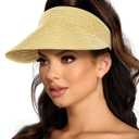 EW EastWater Beach Sun Visor Hats for Women, Wide Brim UPF50+ Sun Protection Straw Hat Packable Foldable for Summer
