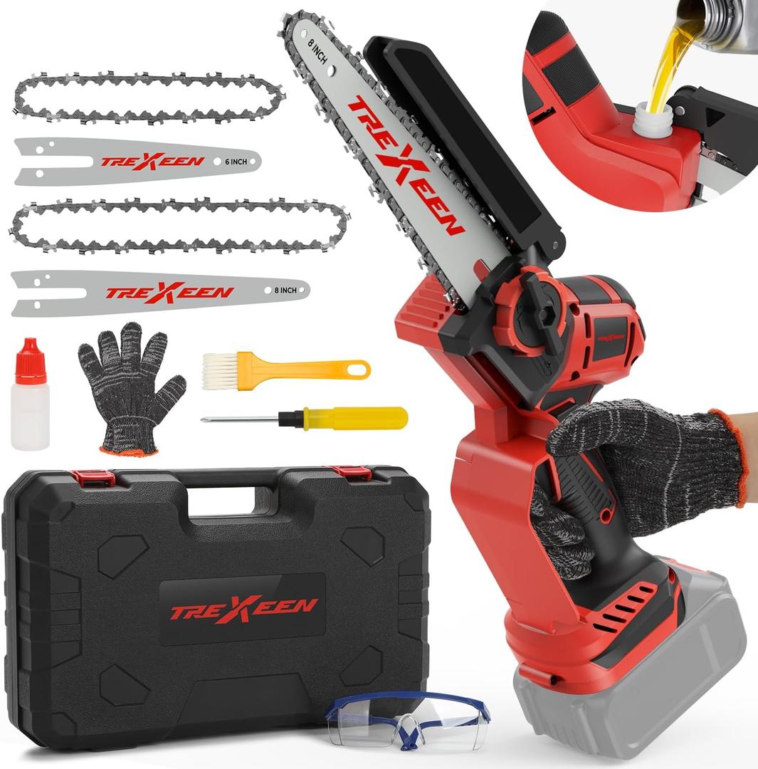 TREXEEN Mini Chainsaw for Mwk M18 Battery,8-Inch and 6-Inch 2-IN-1 Cordless Mini Chainsaw,Brushless for Electric Chain saw for Wood Cutting, Tree Trimming (Battery Not Included)