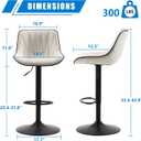 YOUNIKE Bar Stools Set of 2 for Kitchen Island, White Faux Leather Padded Bar Stools, Adjustable Barstools with Back, Modern Tall Bar Stools with 300LBS Support, Counter Height Swivel Bar Chairs
