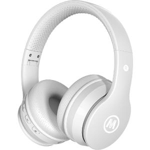 Headphones Kids Bluetooth 5.4 Wireless Play Time 68H Safe Volume Limit 85/94dB Over-Ear Foldable Headset,Fast Charging,with Aux Cord Built-in Mic for Toddler Child Pad Study Tablet White