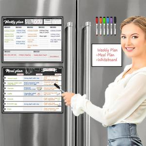 JJPRO Magnetic Dry Erase Meal Planning Whiteboard for Refrigerator-Magnetic Weekly Planner for Fridge-One Bonus Notepad whiteboard-Refrigerator Organizer with Weekly Planning Boards