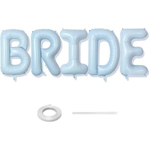 40 Inch Baby Blue BRIDE Balloons, Large Light Pastel Bride Foil Helium Balloon Banner for Bachelorette Something Blue Before I Do Bridal Shower Wedding Engagement Bride To Be Party Decorations