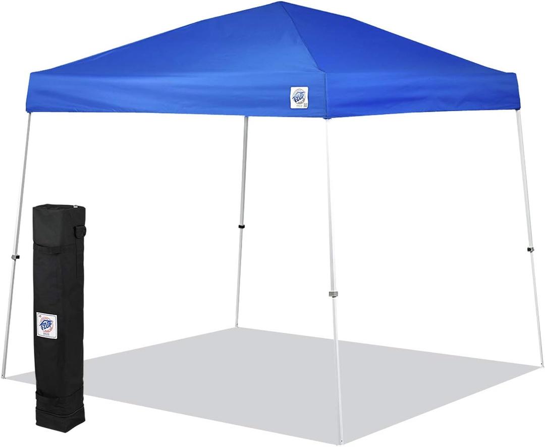 E-Z UP Sierra II Instant Pop Up Outdoor Canopy 10' x 10', Roller Bag and 4 Piece Spike Set, Royal Blue